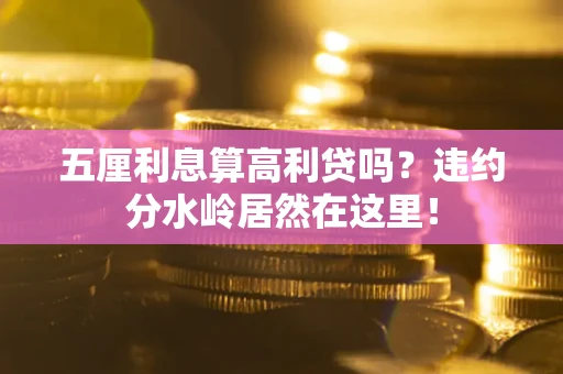 济南五厘利息算高利贷吗？违约分水岭居然在这里！
